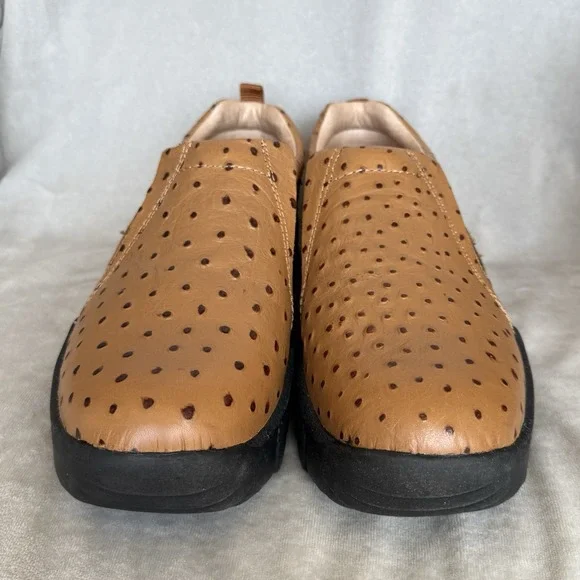 Roper Leather Performance Sport Slip On Shoes Mens Size 11 Tan Ostrich Embossed